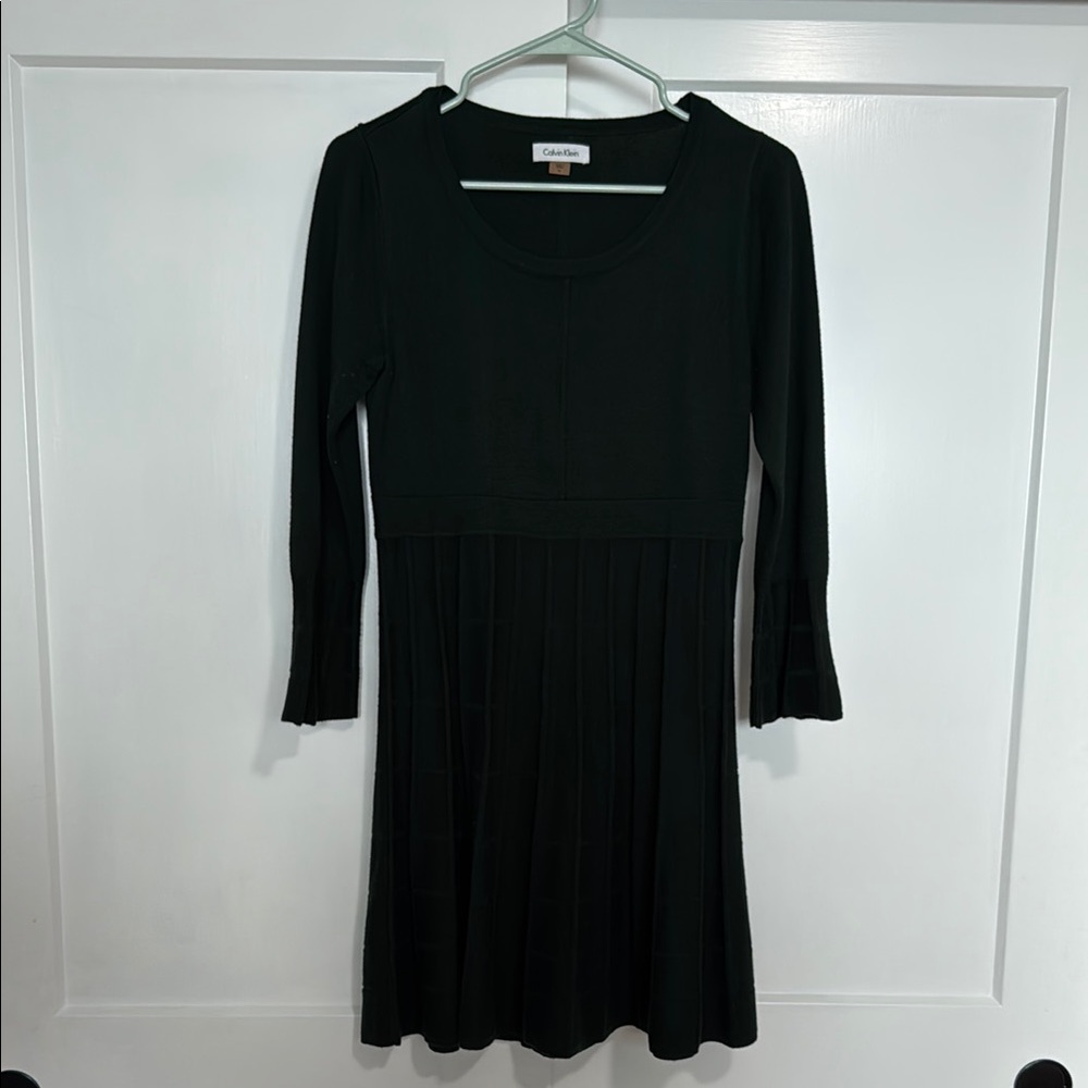 Calvin Klein Green Sweater Dress with Bell Sleeves
